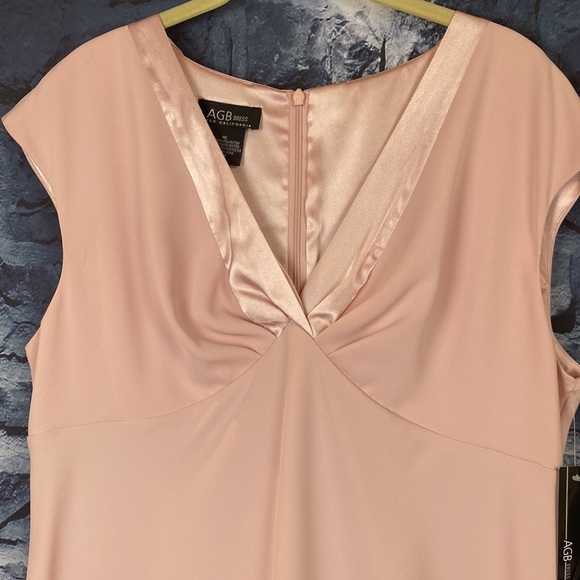 V Neckline A Line Formal Dress with subtle Ruffled accent hemline - Picture 7 of 7